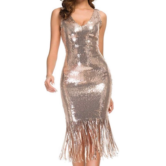 Boutique Dresses & Skirts - V Neck Sequin Glitter Bodycon Stretchy Club  Gowns